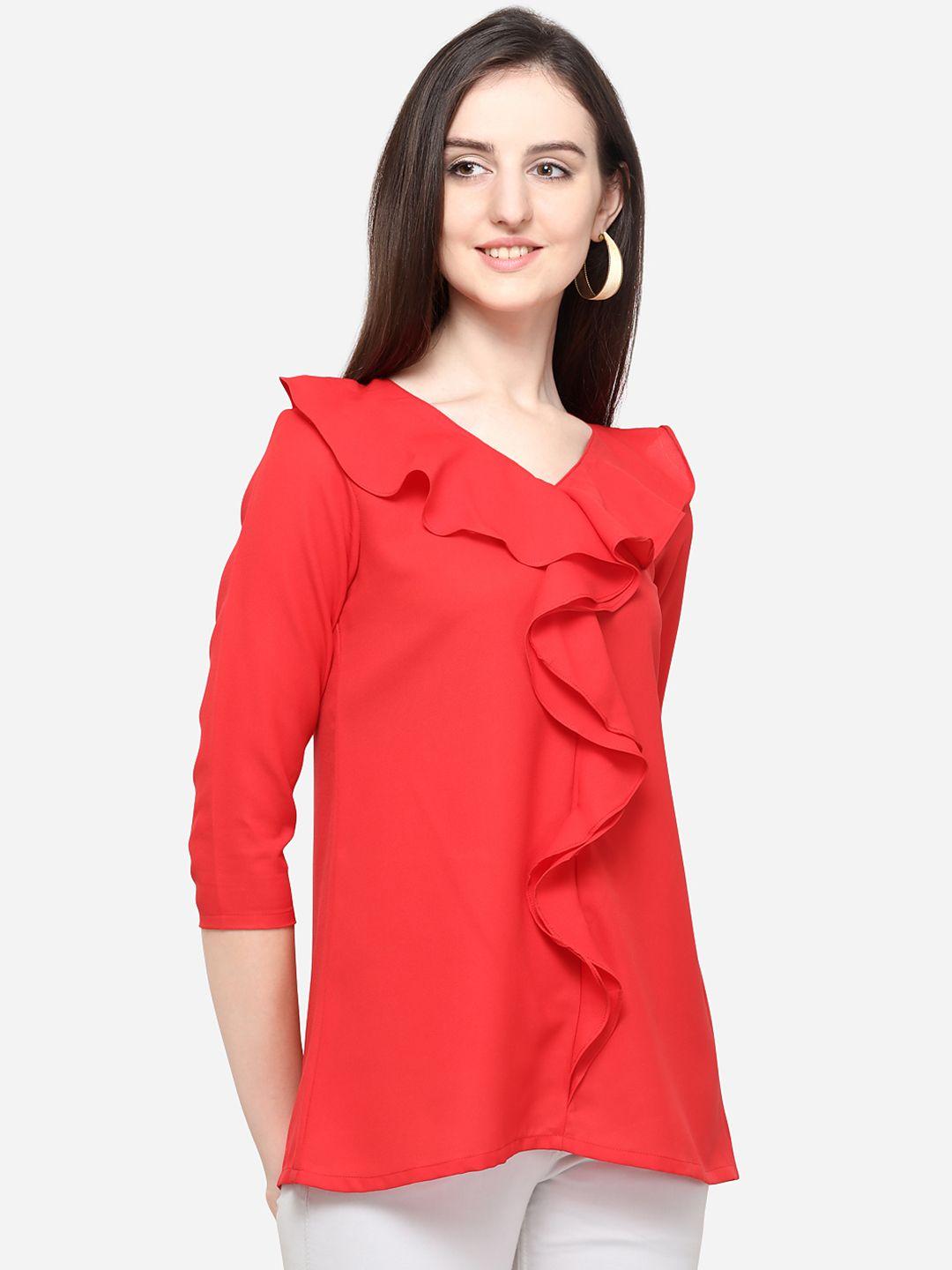 smarty pants women red solid top