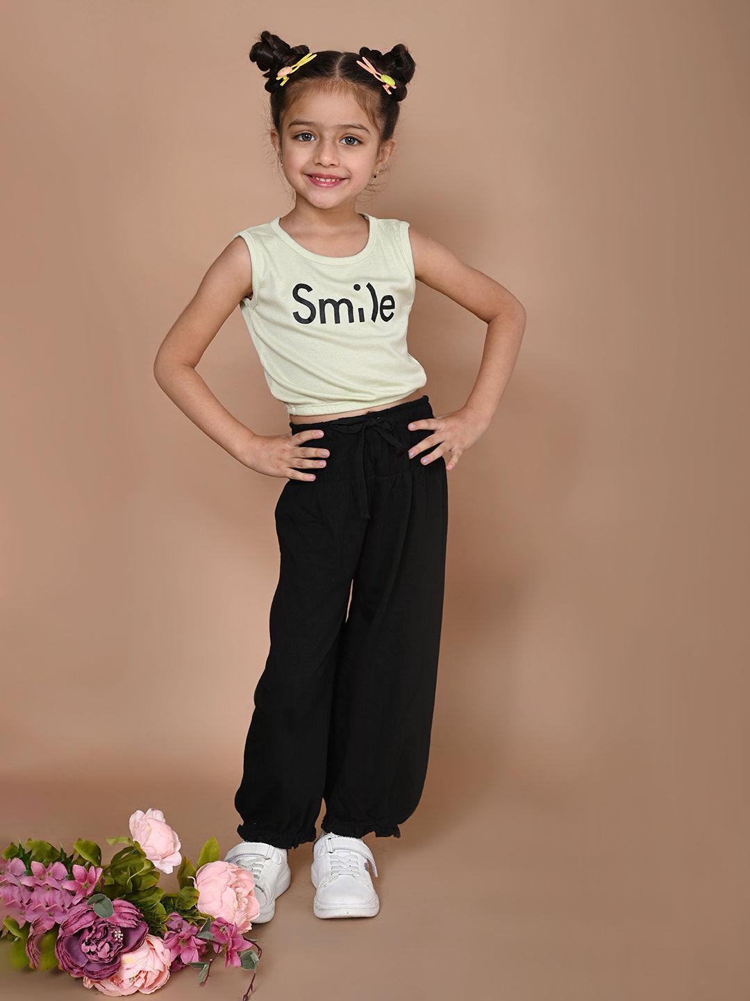 smile printed sleeveless top with afgani style pant (set of 2)