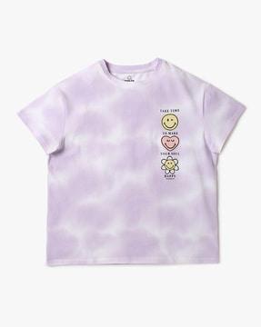 smiley print crop t-shirt