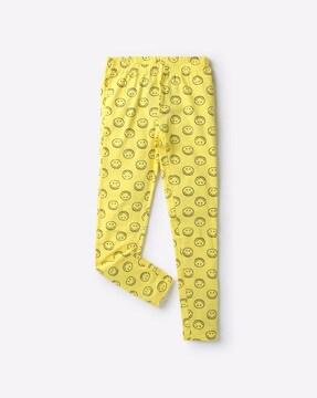 smiley print leggings with elasticated waist