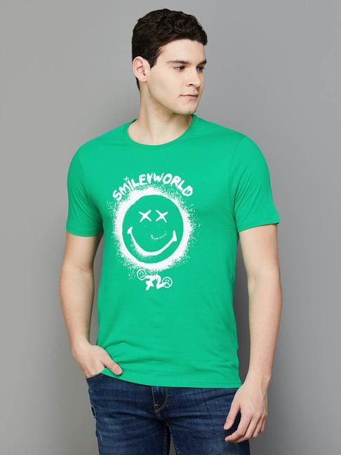 smileyworld green regular fit printed t-shirt