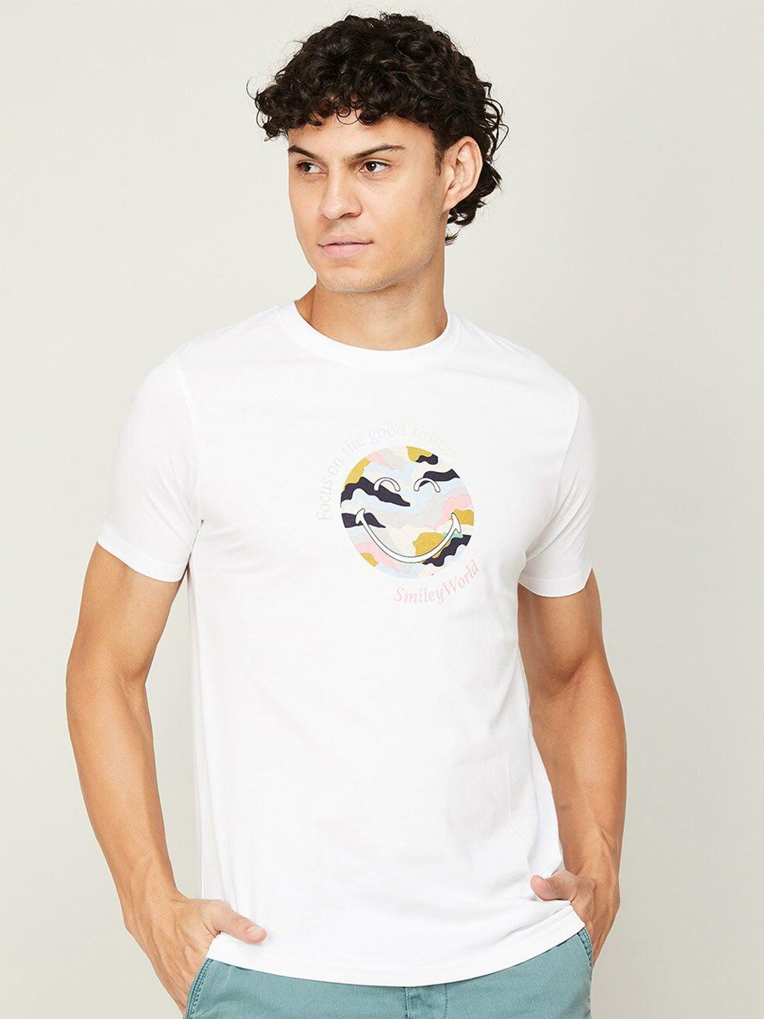smileyworld men graphic printed round neck cotton t-shirt