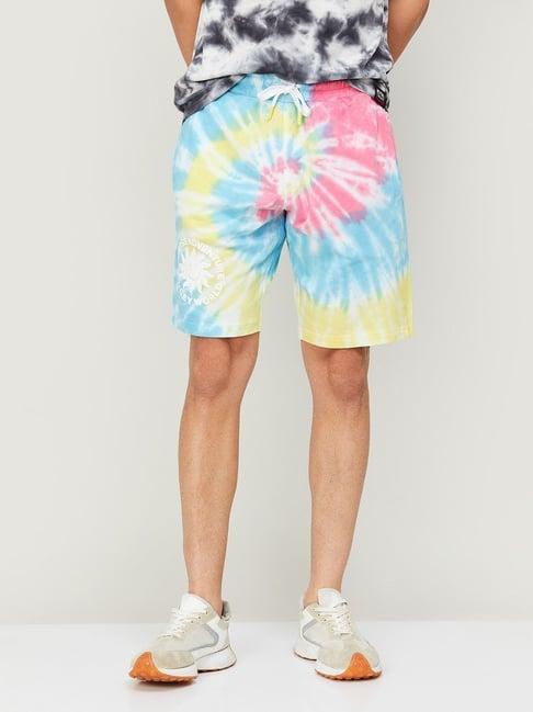 smileyworld multi cotton regular fit tie - dye shorts