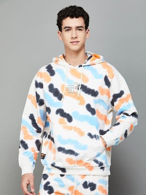 smileyworld multicolored cotton regular fit printed hooded sweatshirt