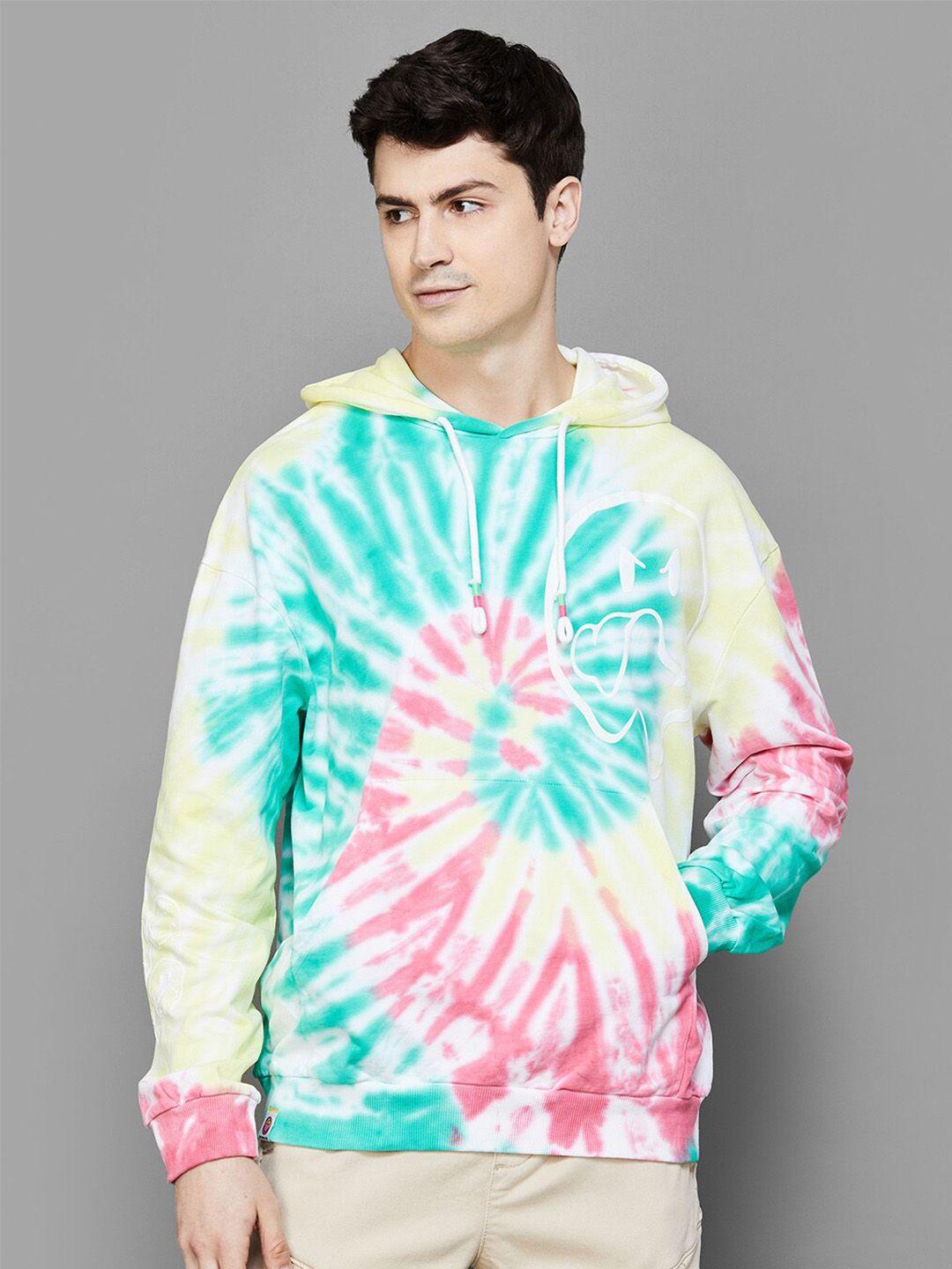 smileyworld tie & dye hooded pullover cotton sweatshirt