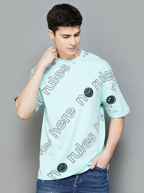 smileyworld turquoise cotton regular fit printed t-shirt