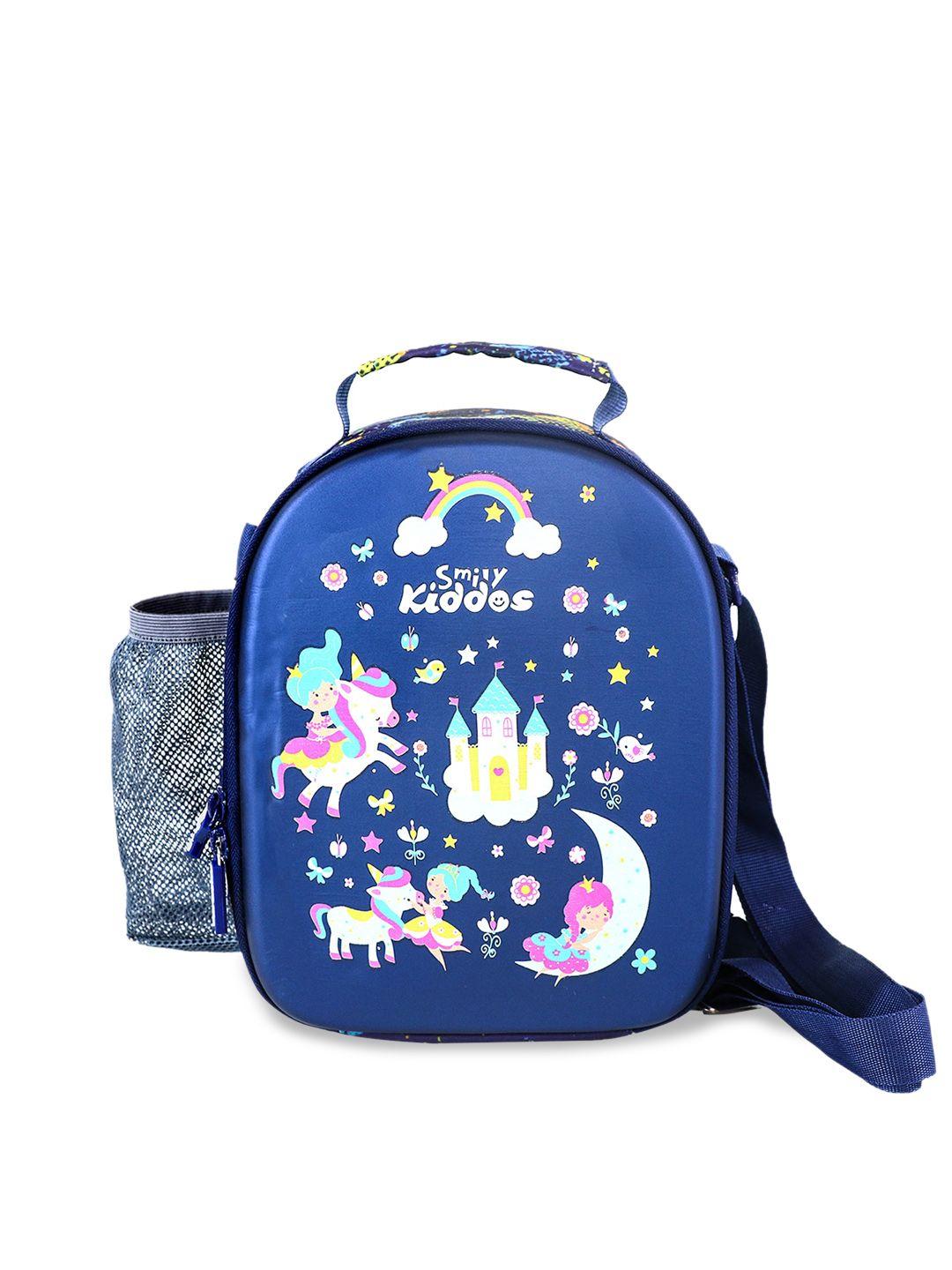 smily kiddos blue unicorn printed lunch bag