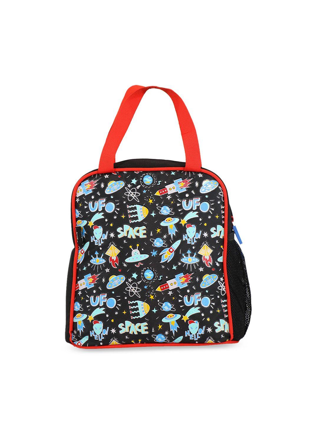 smily kiddos kids black & blue printed lunch bag