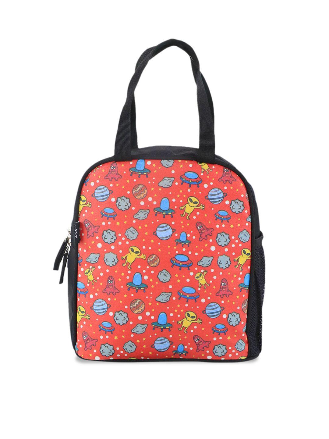 smily kiddos red alien printed lunch bag