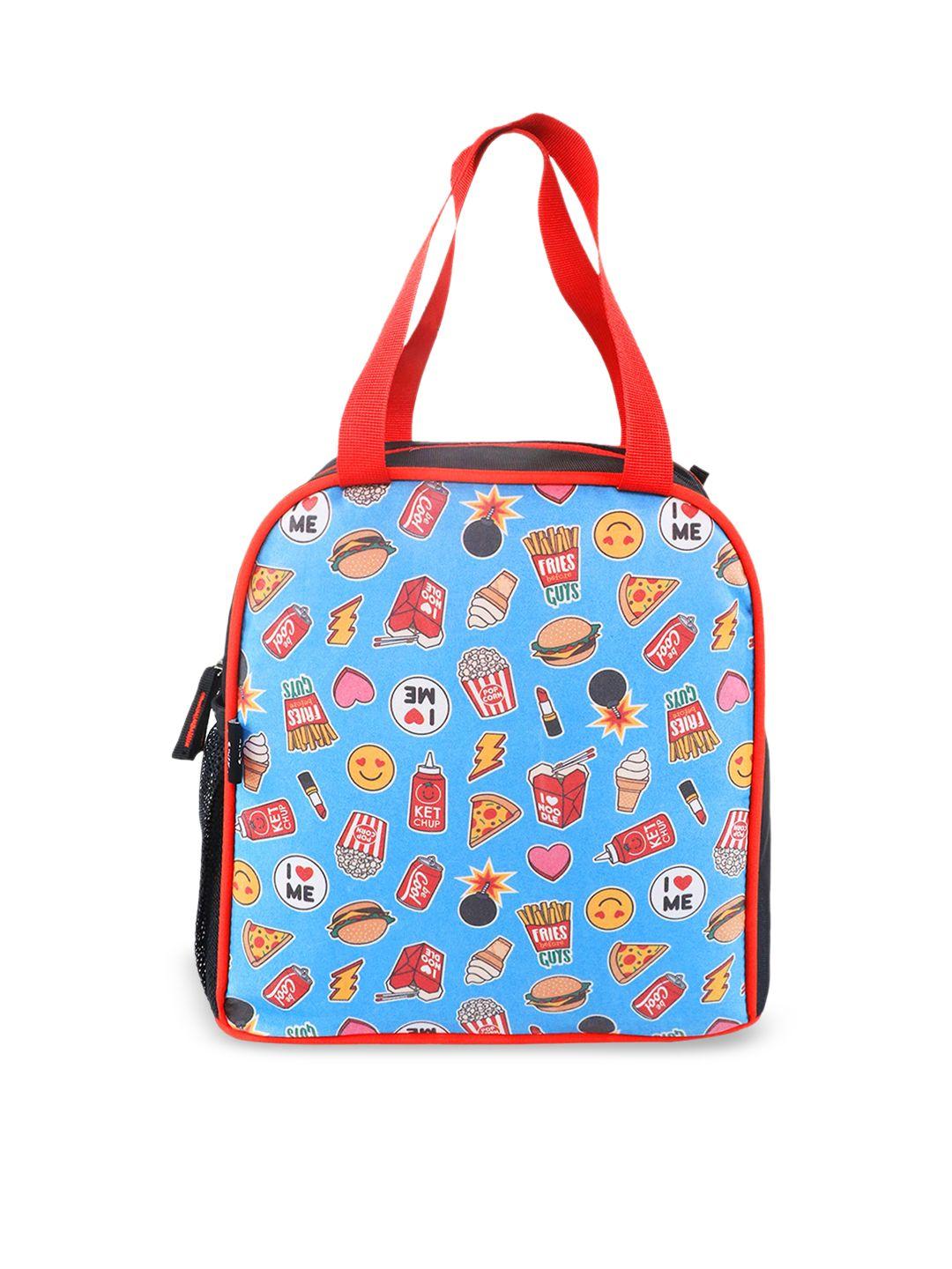 smily kiddos teal blue fast food printed lunch bag