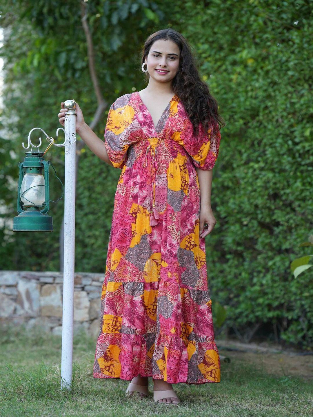 smisingbee floral printed a-line maxi dress