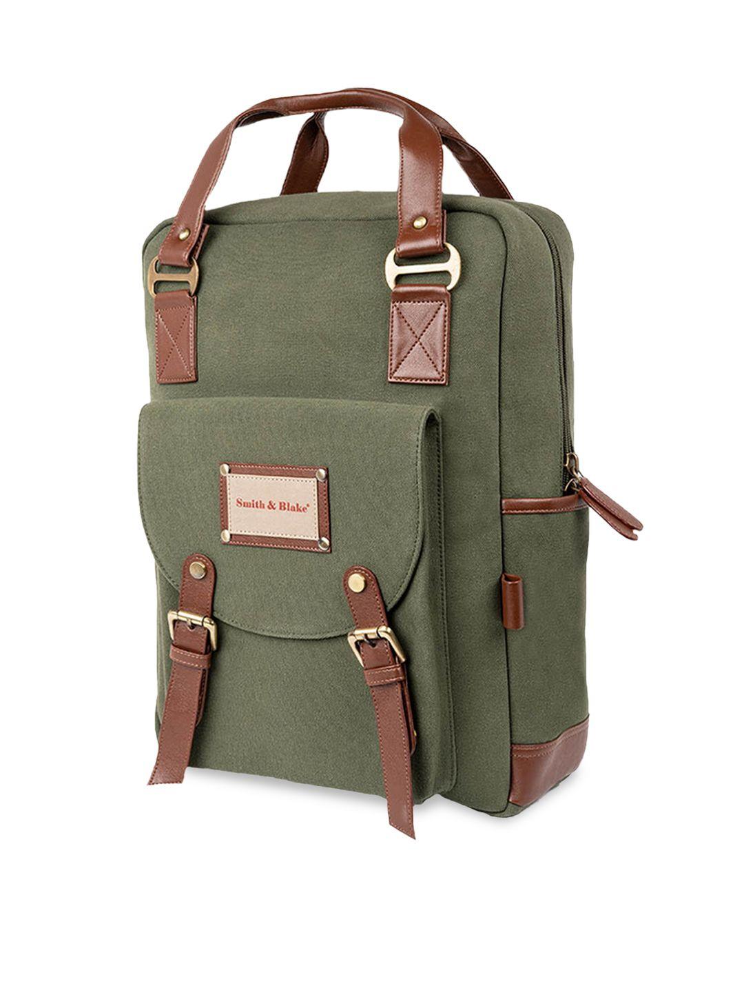 smith & blake unisex green & brown backpack