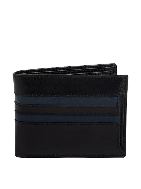 smith & blake black & navy paneled bi-fold wallet for men