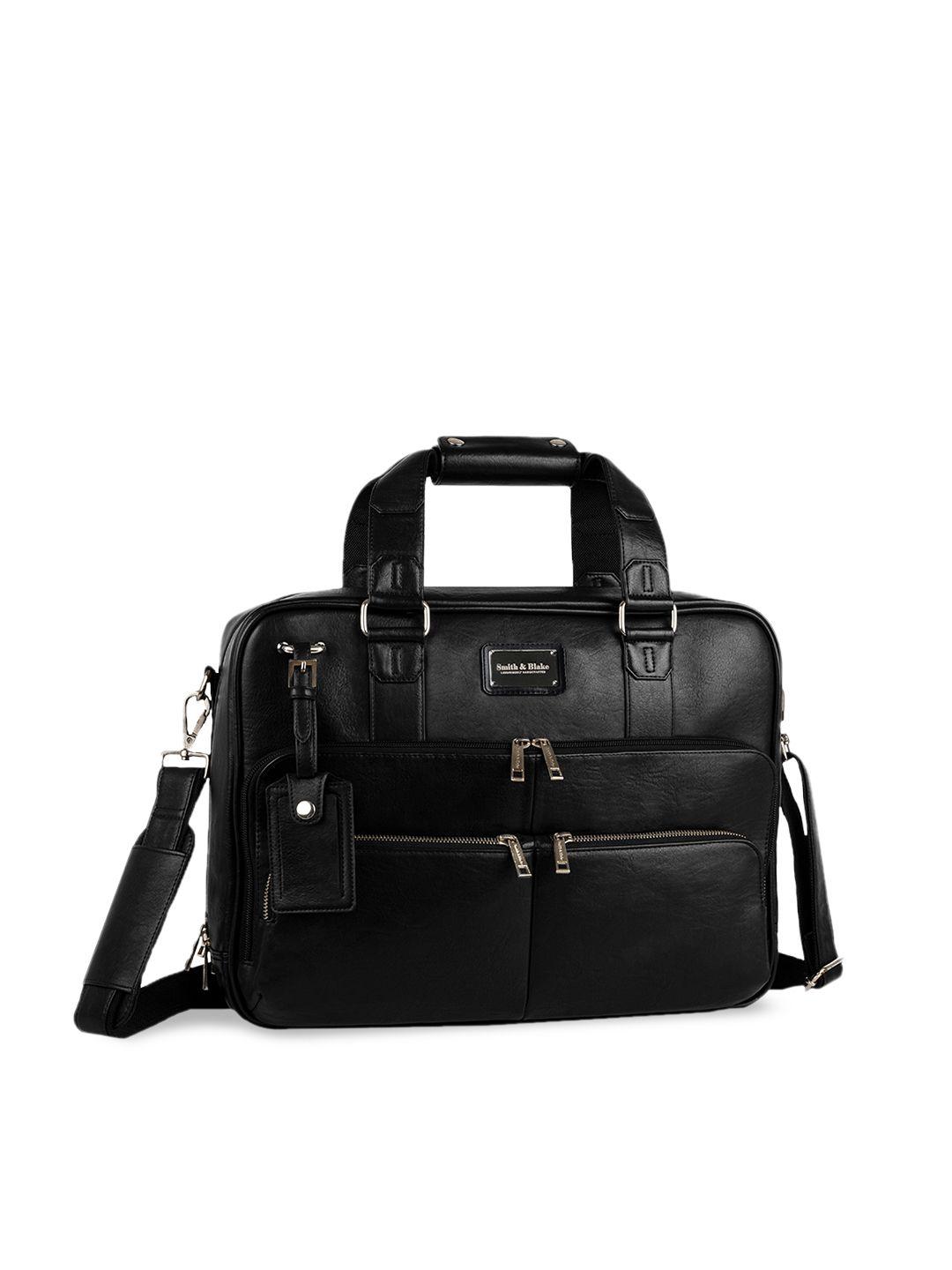 smith & blake unisex black pu laptop bag