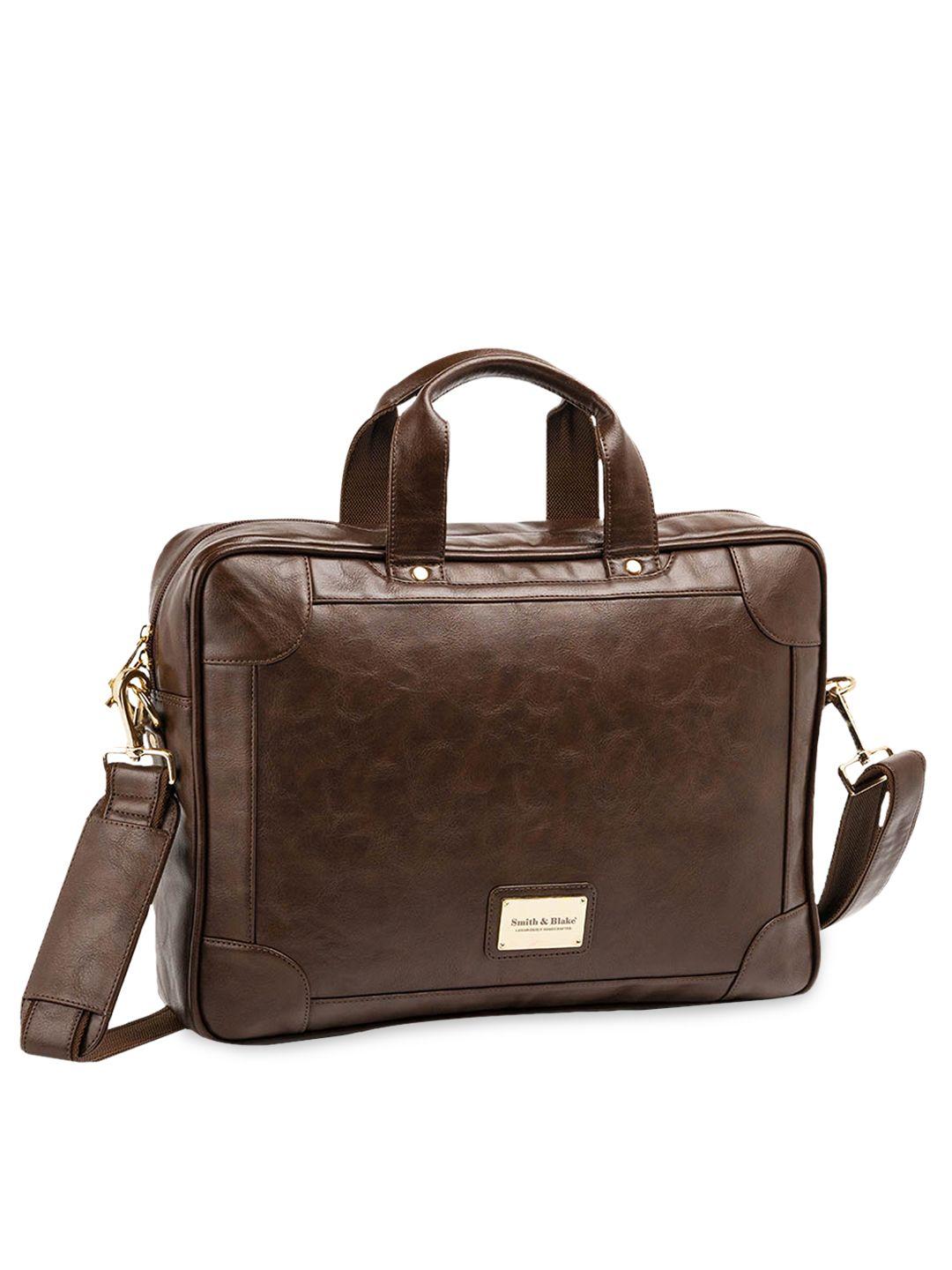 smith & blake unisex brown pu laptop bag