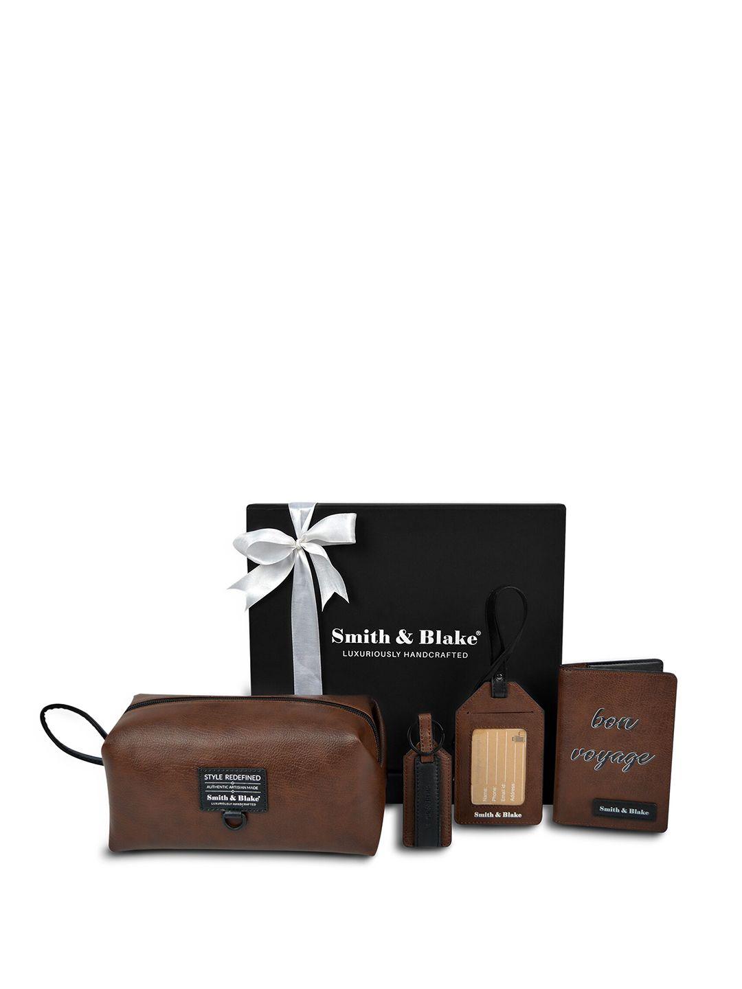 smith & blake unisex happy textured leather accessory gift set