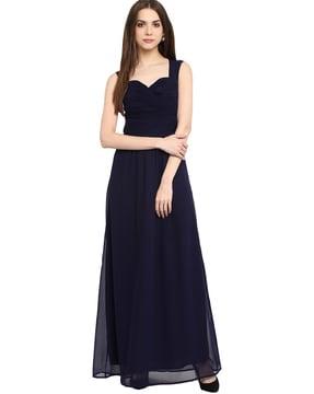 smocked gown dress with back tie-up