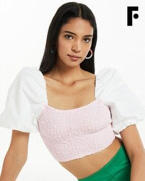 smocked cropped top