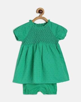 smocked fit & flare dress with bloomers