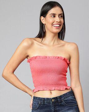 smocked fitted tube top