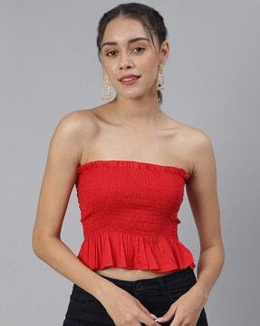 smocked fitted tube top