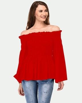 smocked off-shoulder top