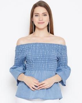 smocked off-shoulder top