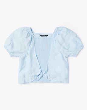 smocked relaxed fit top