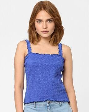 smocked sleeveless top