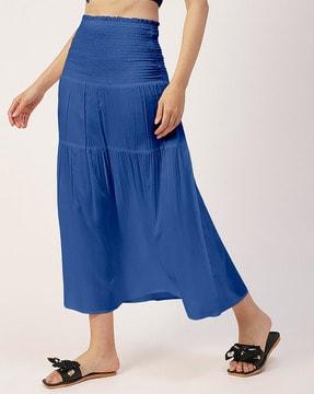 smocked straight skirt