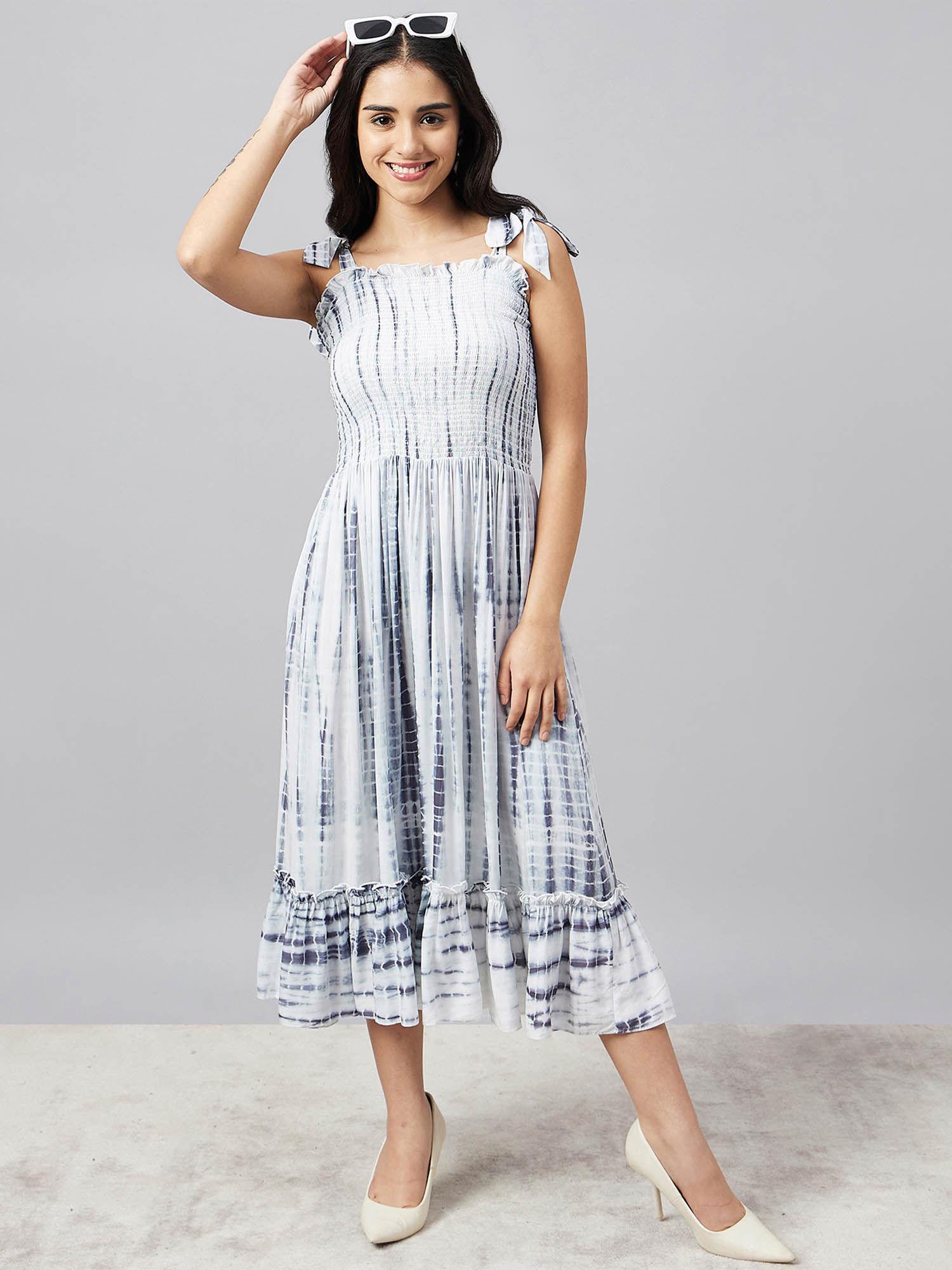 smocking midi dress