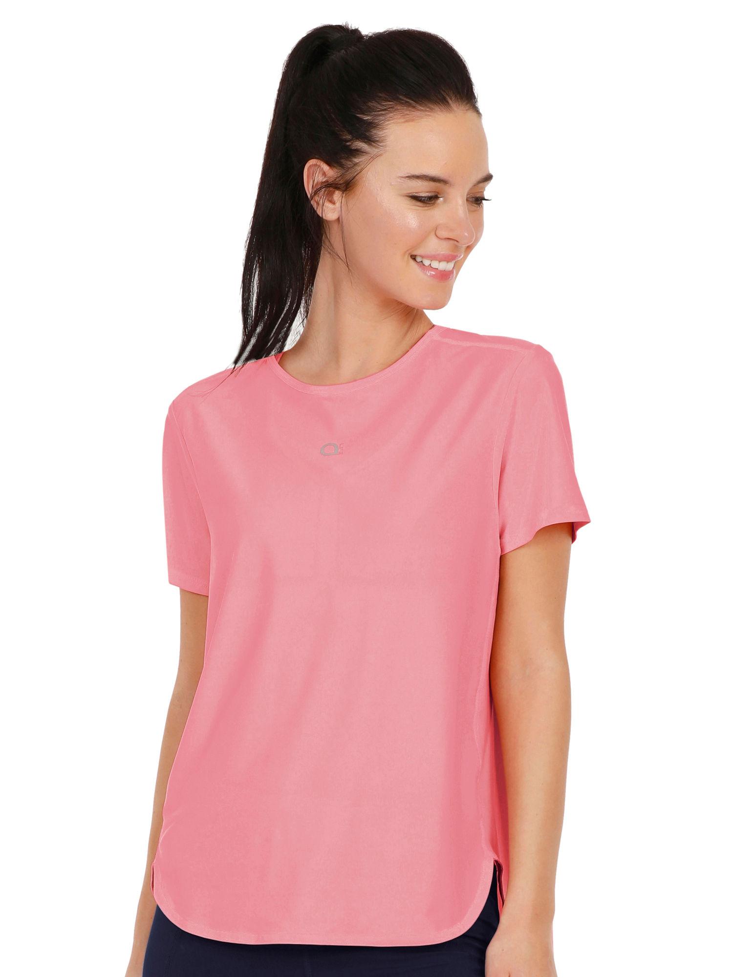 smooth and seamless fitness t-shirt - pink