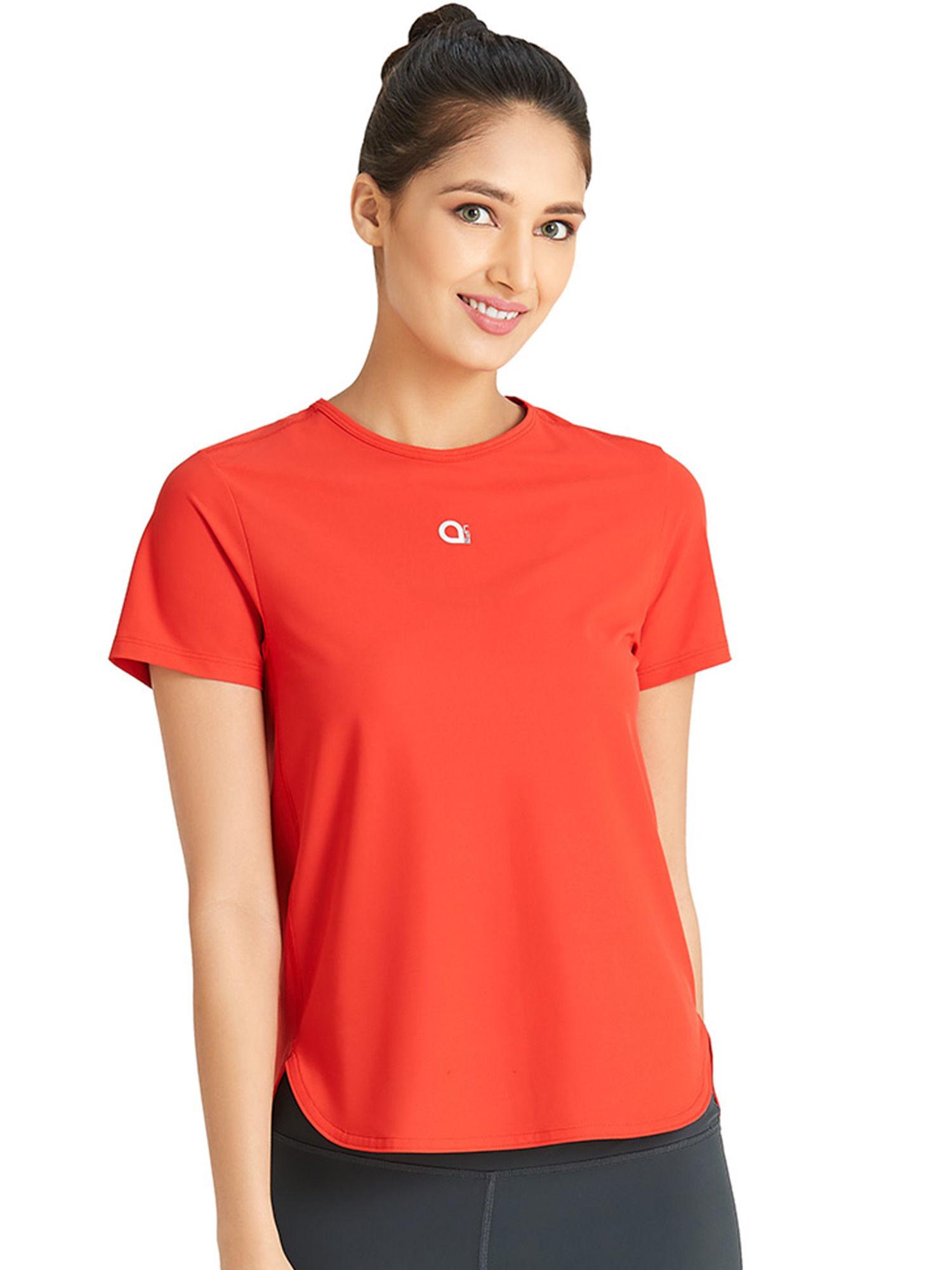 smooth and seamless fitness t-shirt - red