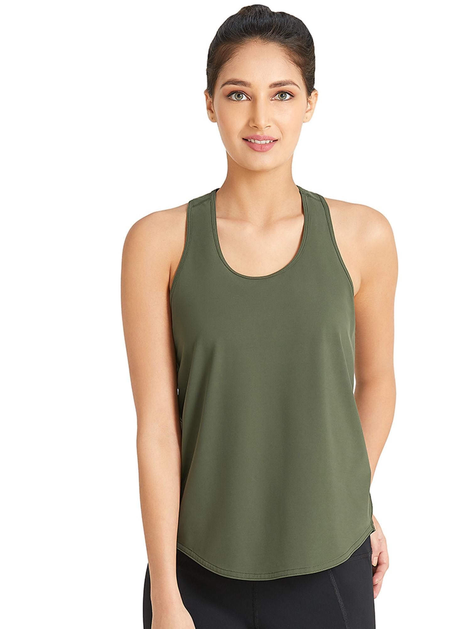 smooth and seamless fitness tank top - green