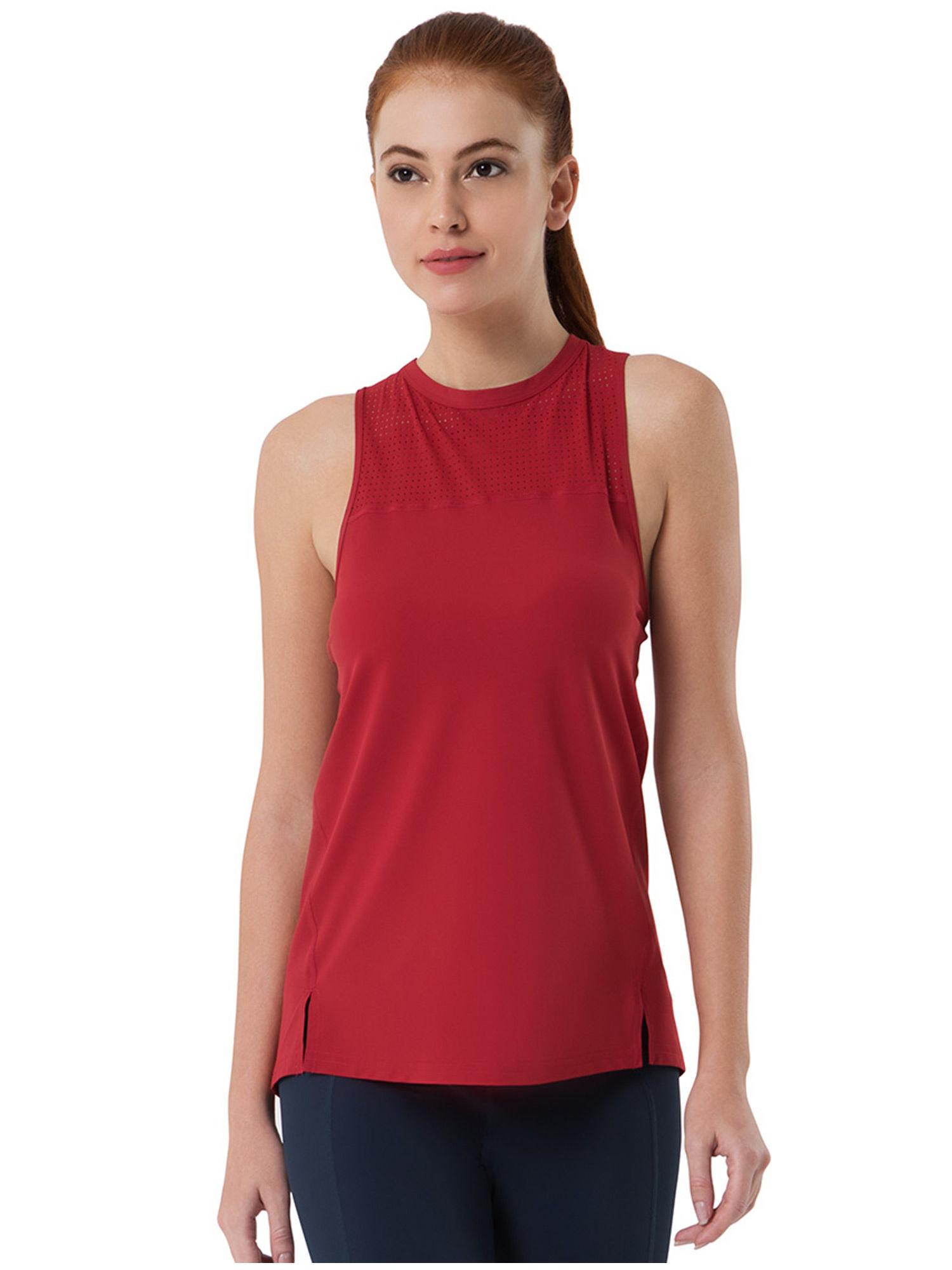 smooth and seamless fitness tank top - red