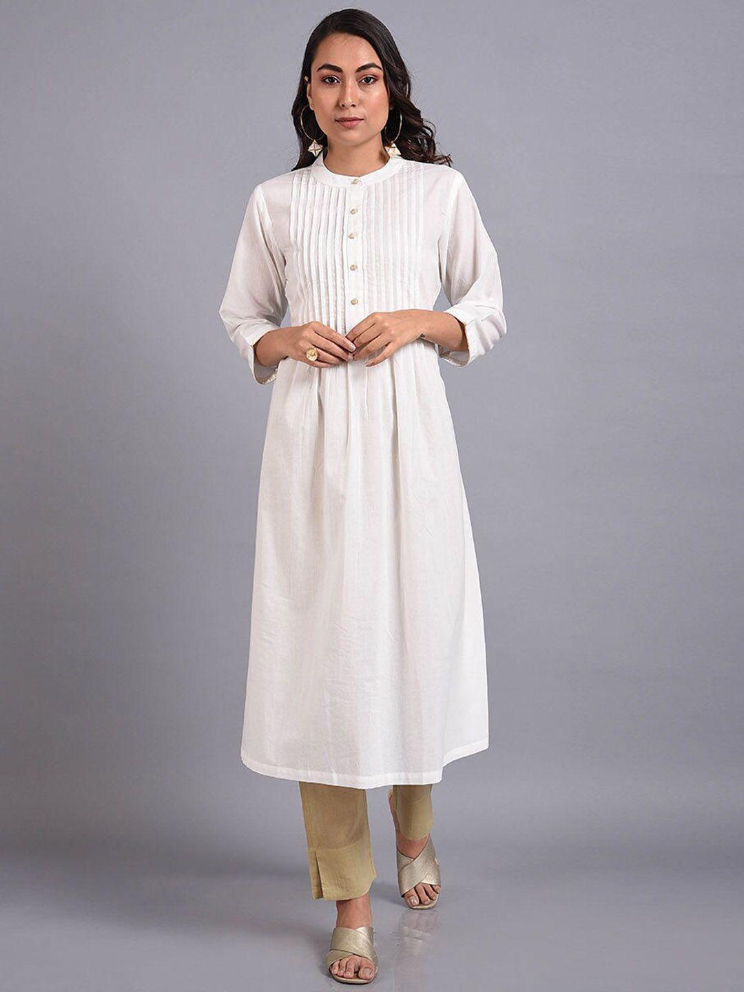 smriti gupta band collar pleated or gathered cotton anarkali kurta