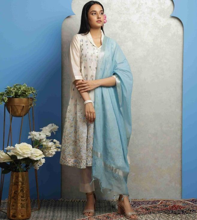 smriti gupta blue shwet chanderi dupatta