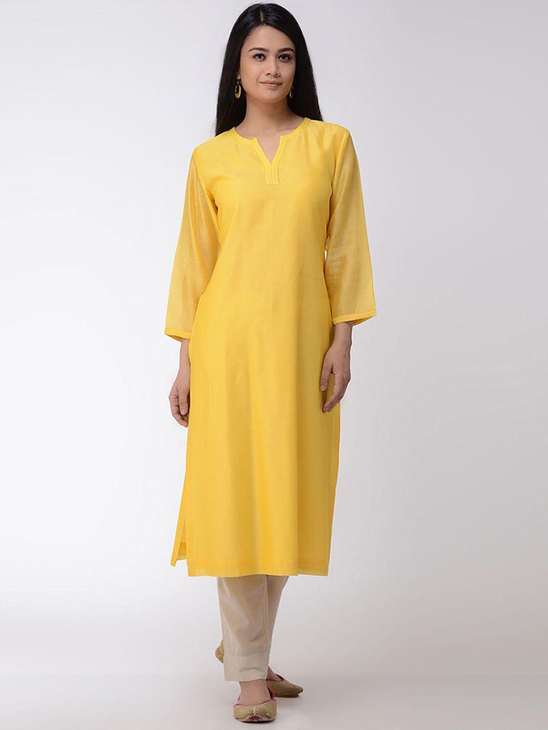 smriti gupta women chanderi silk round neck long sleeves straight kurta