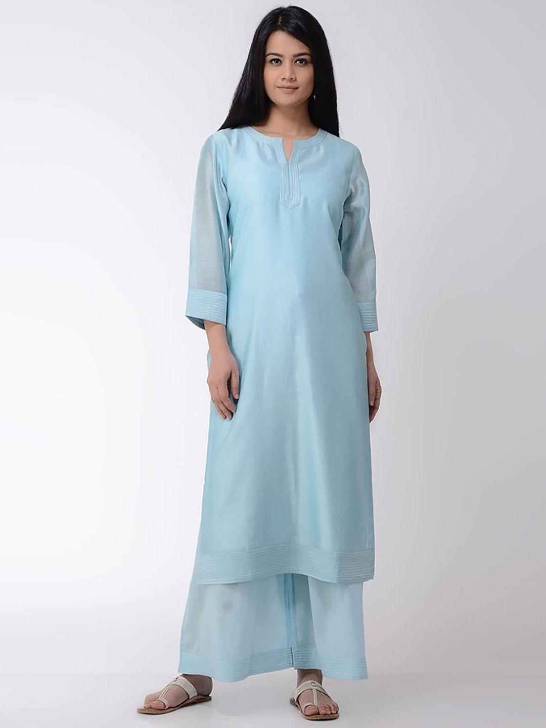 smriti gupta women chanderi silk round neck long sleeves straight kurta