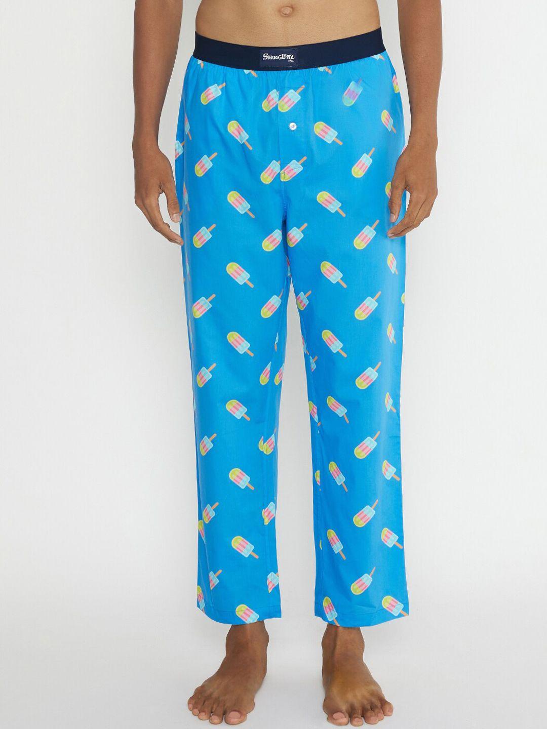 smugglerz inc. men blue printed cotton lounge pant