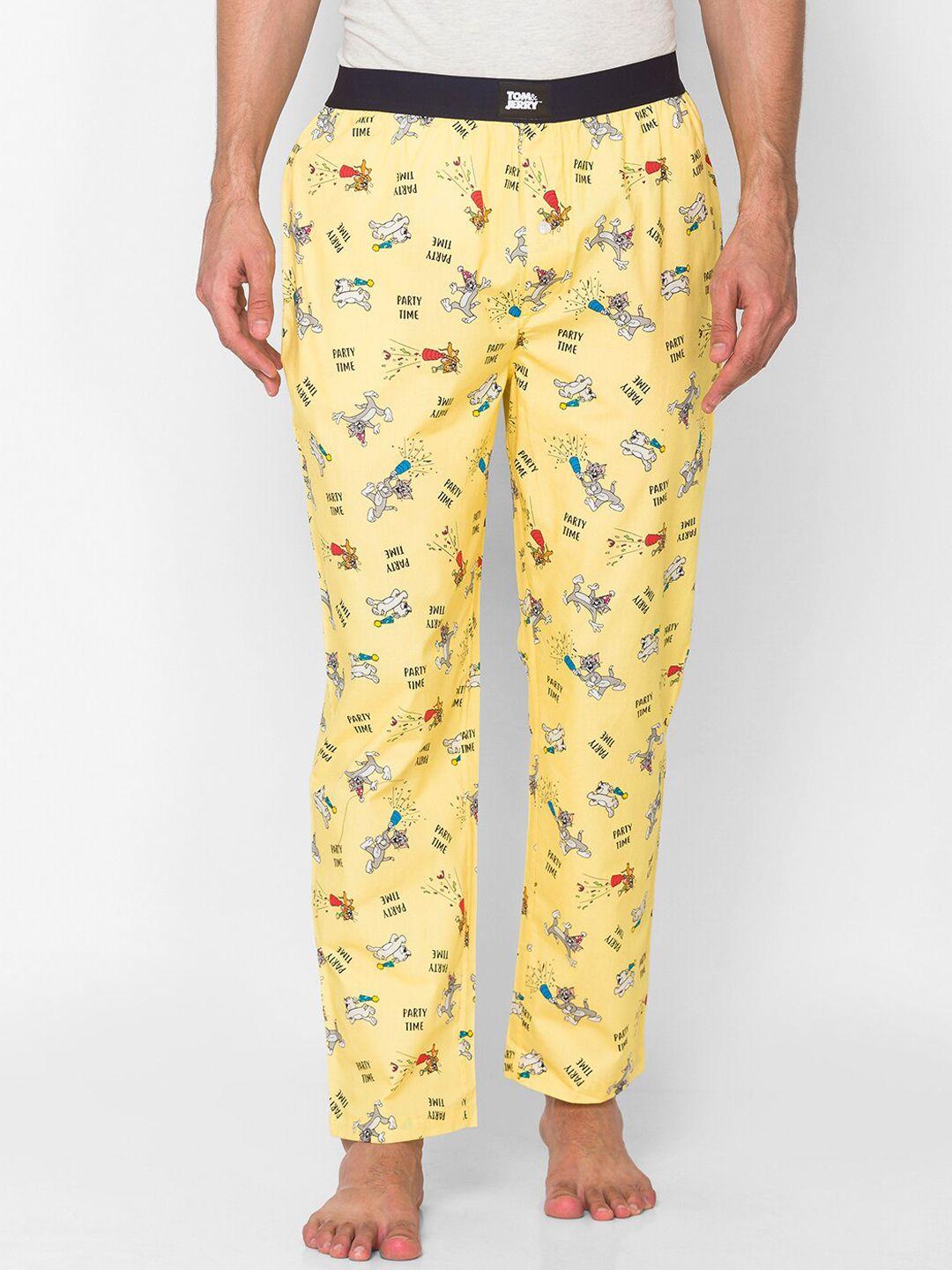 smugglerz inc. men yellow pure cotton lounge pant