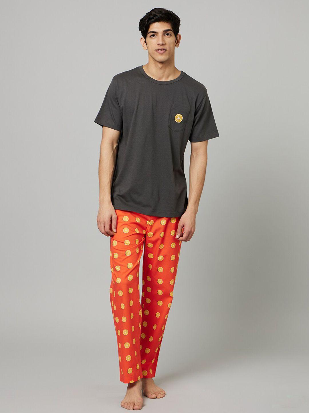 smugglerz inc. printed round neck t-shirt with lounge pants