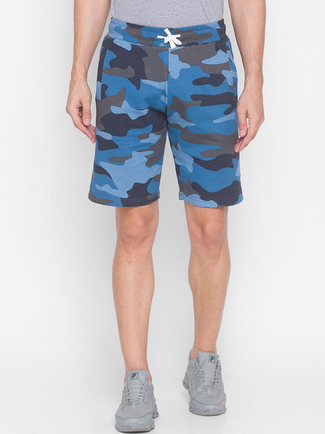 smugglerz men blue & grey camouflage printed pure cotton french terry relaxed-fit boxers