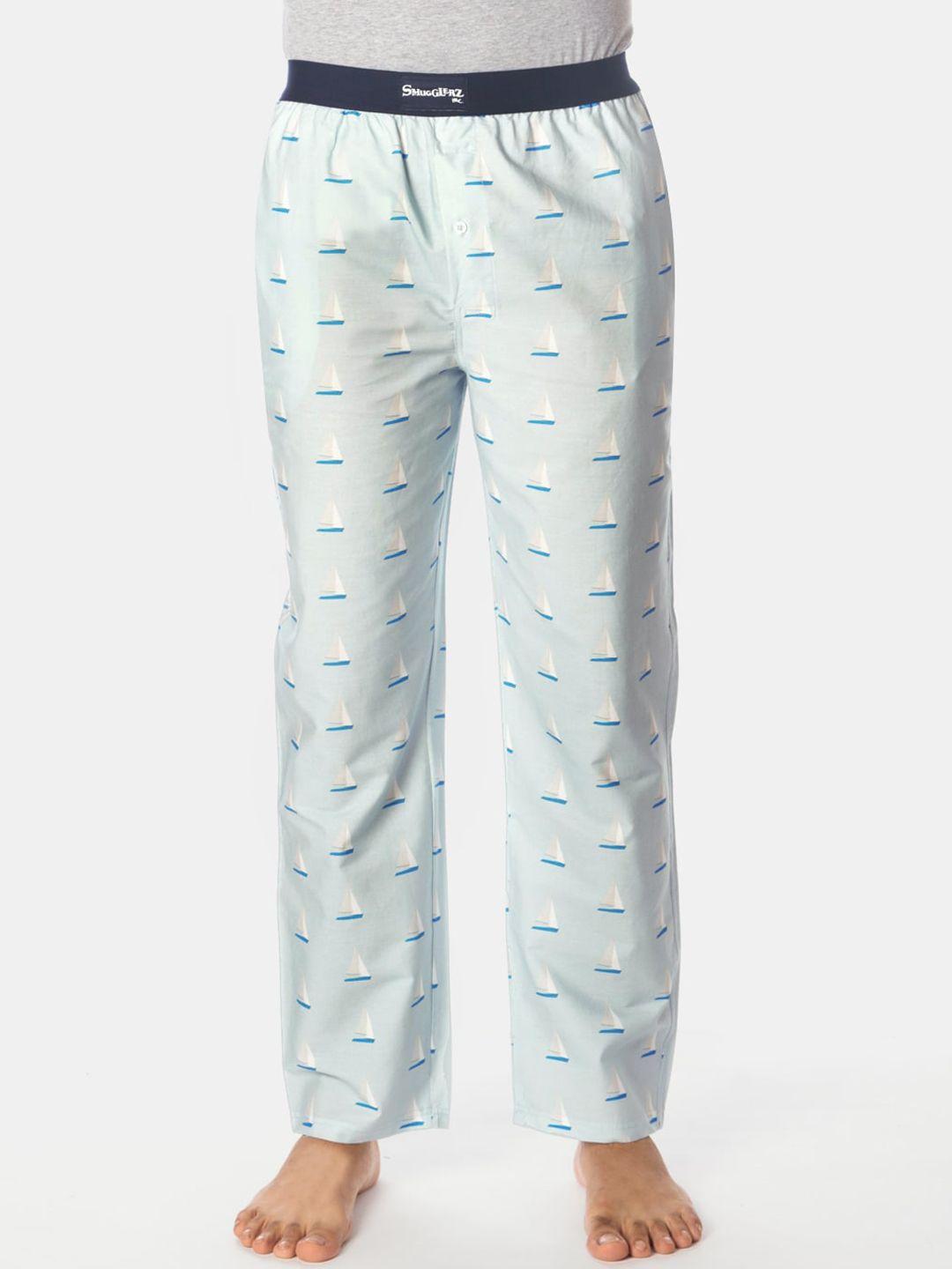 smugglerz men blue printed lounge pants