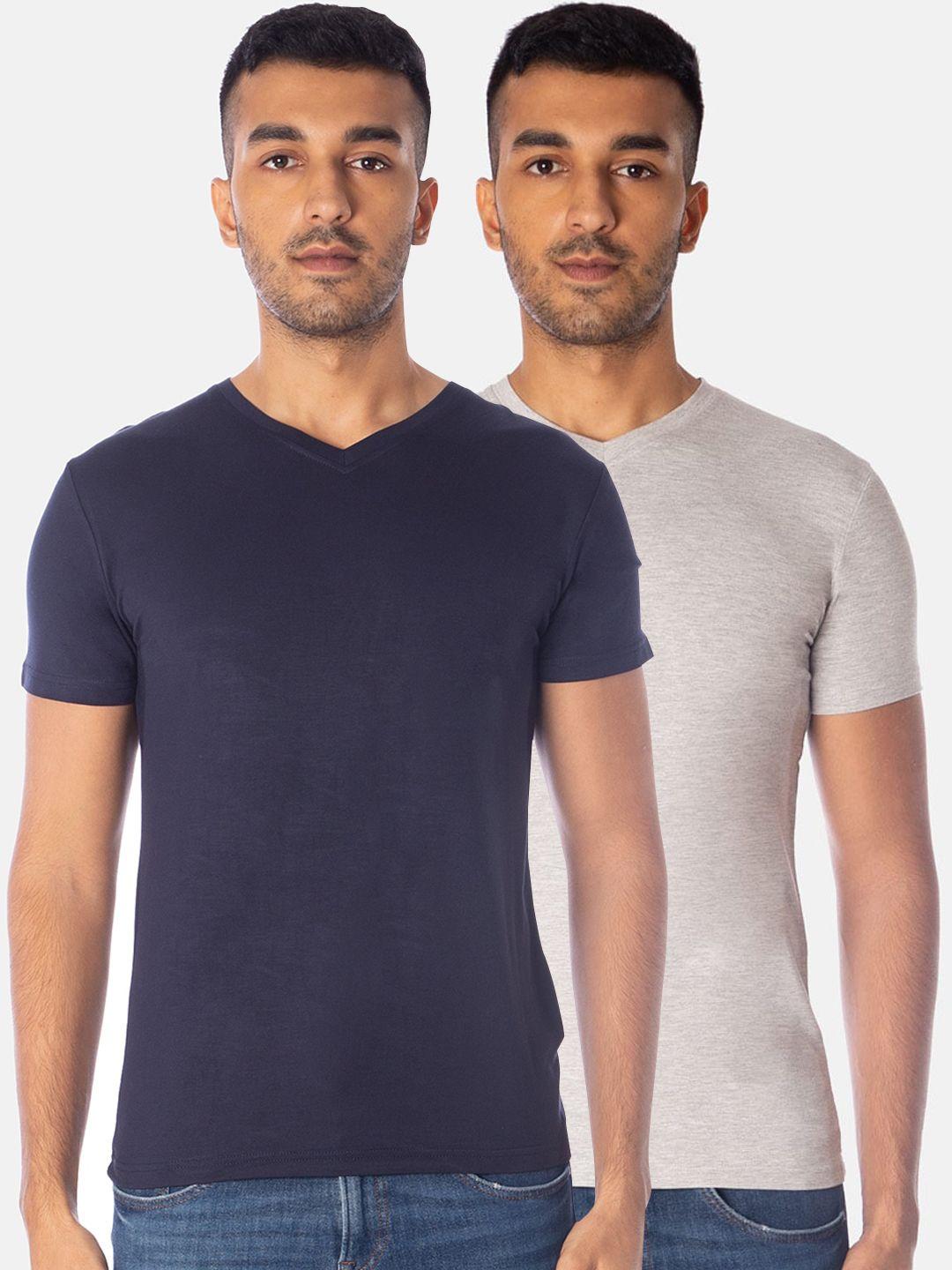 smugglerz men pack of 2 solid v-neck t-shirts