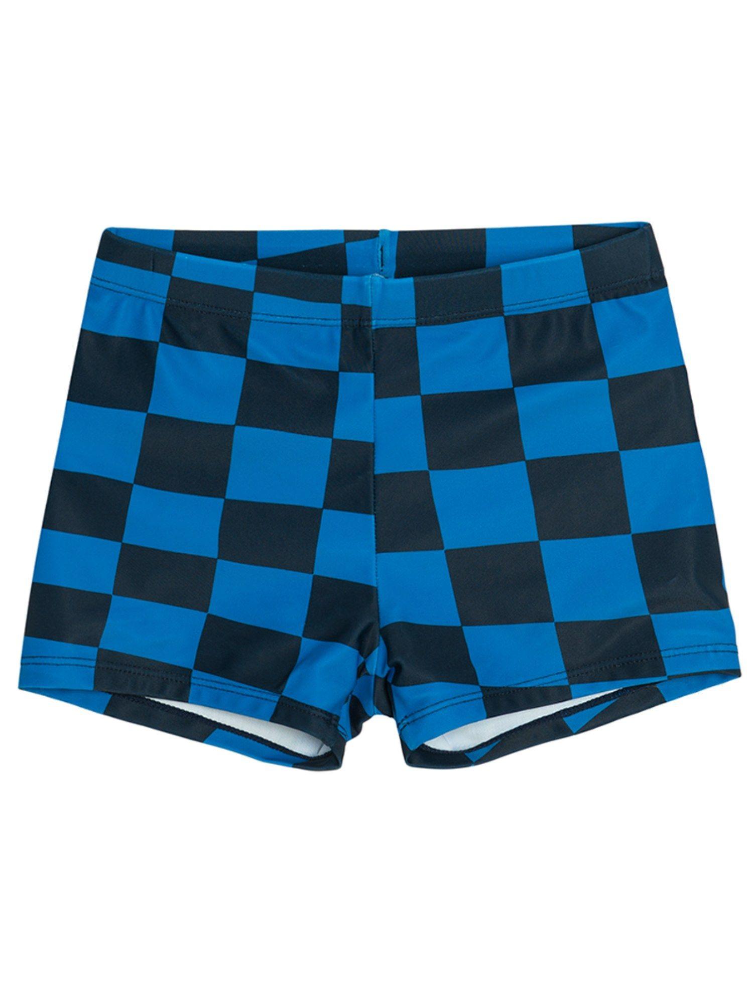 smyk boys navy blue checks swimwear shorts