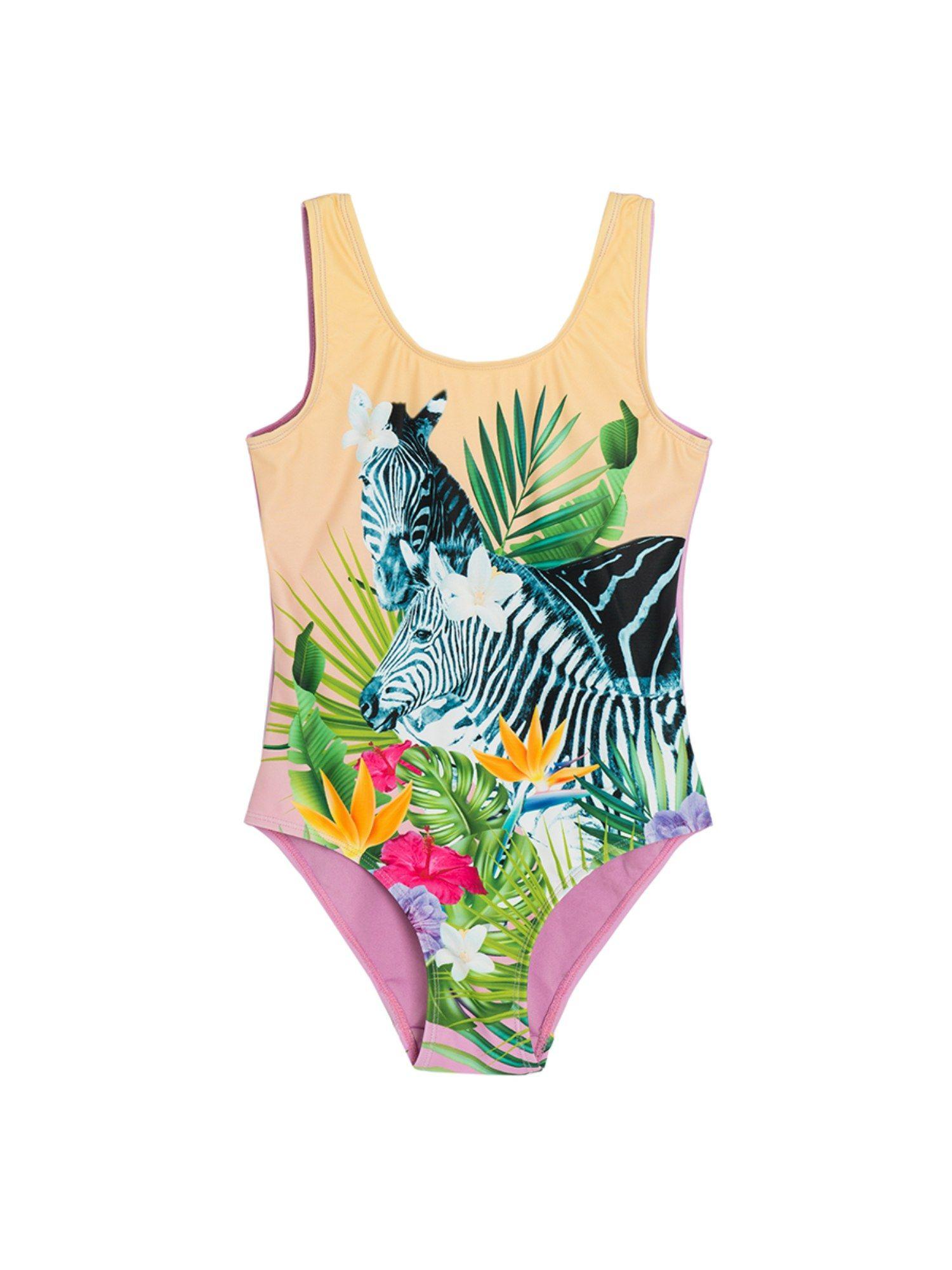 smyk girls multi-color printed swimwear suit