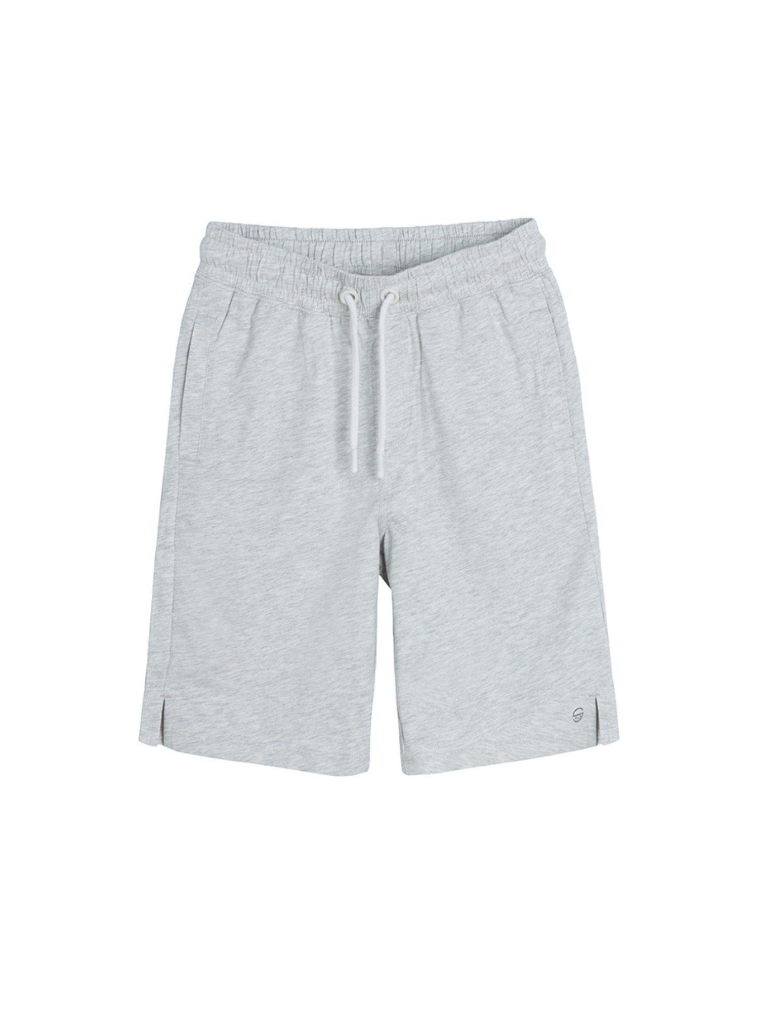 smyk boys grey solid shorts
