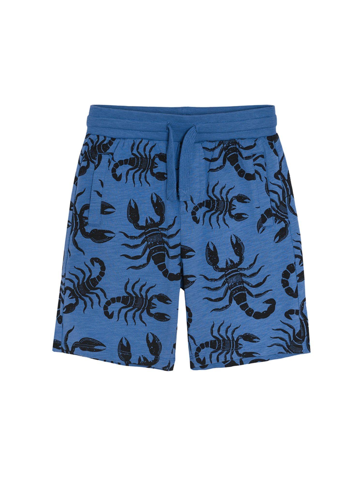 smyk boys navy blue printed shorts