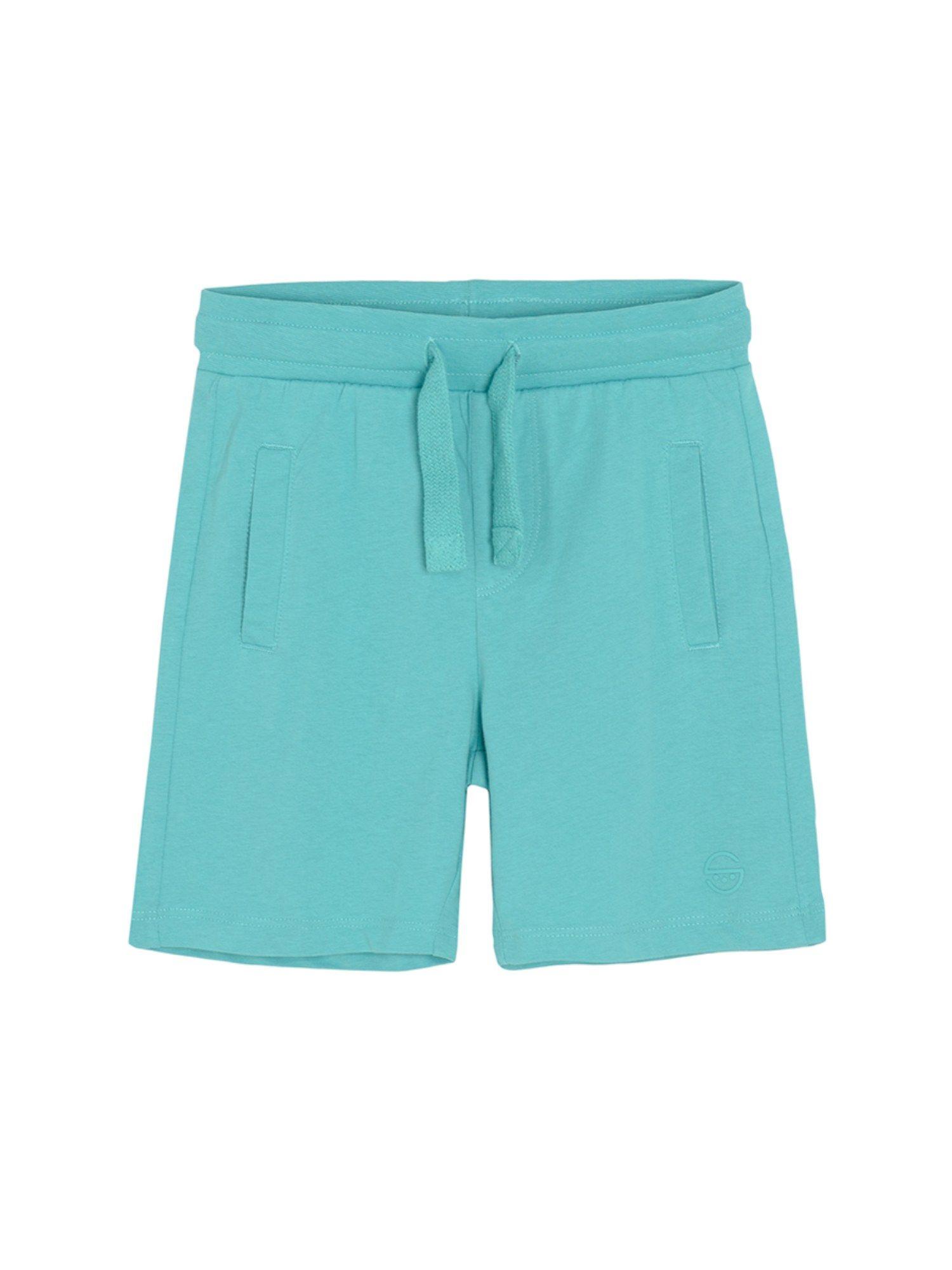 smyk boys turquoise cotton knitted shorts